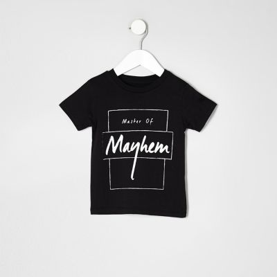Mini boys black master of mayhem T-shirt